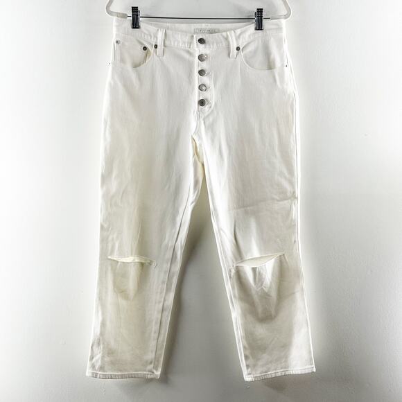 Lucky Brand Mid-Rise Cropped Button-Fly Authentic Straight Jeans White 10 / 30 - Picture 1 of 7